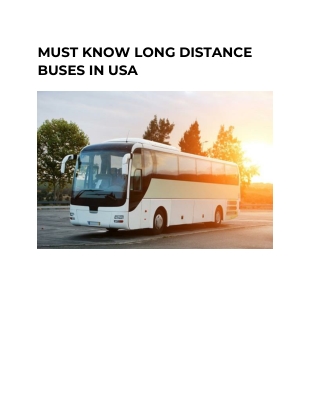 MUST KNOW LONG DISTANCE BUSES IN USA