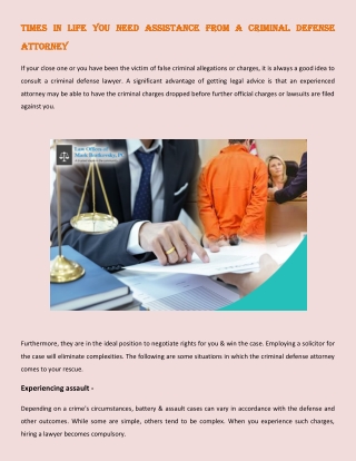Times In Life You Need Assistance From A Criminal Defense
