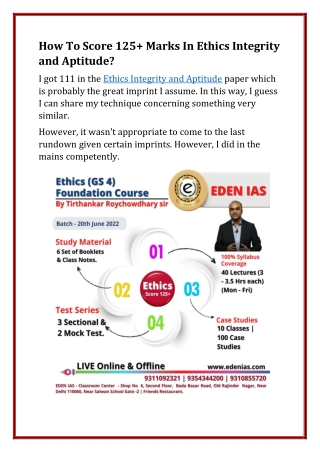How To Score 125  Marks In Ethics Integrity and Aptitude?