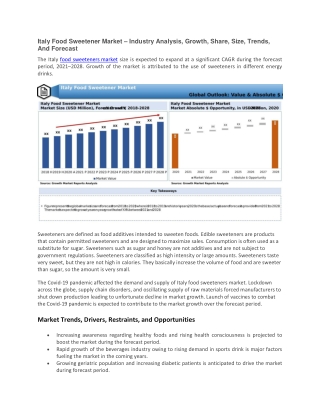 Italy Food Sweetener Market