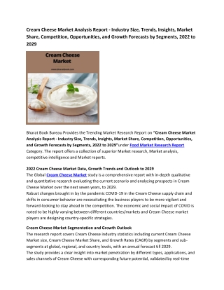 Global Cream Cheese Market Research Report 2022-2029