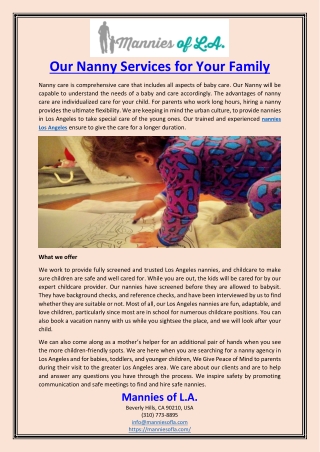 Our Nanny Services for Your Family