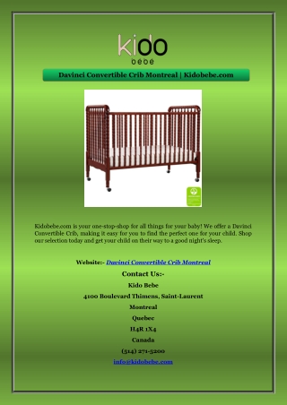 Davinci Convertible Crib Montreal | Kidobebe.com