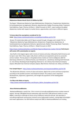 Alkylamines Market