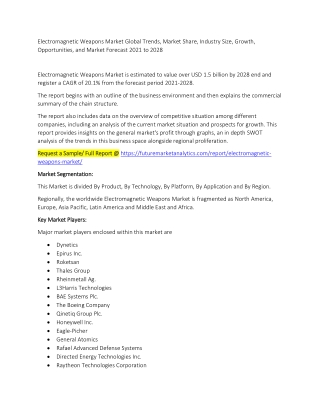 Electromagnetic Weapons Market Global Trends, Market Share, Industry Size