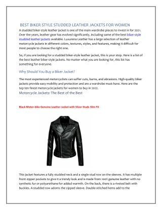 BEST BIKER STYLE STUDDED LEATHER JACKETS FOR WOMEN