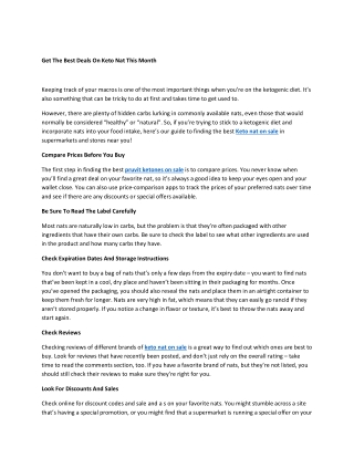 Get The Best Deals On Keto Nat This Month