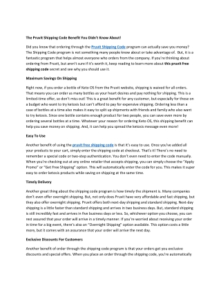 The Pruvit Shipping Code Benefit You Didn't Know About!