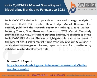 India QuEChERS Market Share Report Global Size, Trends and Forecast to 2028