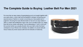 The Complete Guide to Buying  Leather Belt For Men 2021