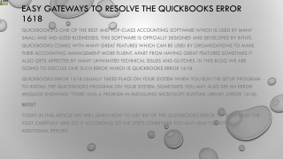 Easy method to resolve QuickBooks Error 1618 quickly