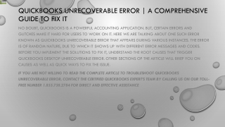 A feasible guide to resolve QuickBooks Unrecoverable Error