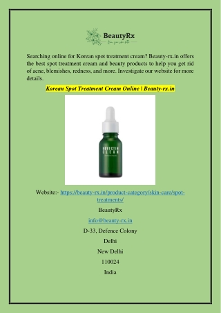 Korean Spot Treatment Cream Online | Beauty-rx.in