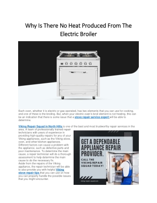 Why Is There No Heat Produced From The Electric Broiler
