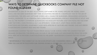 How to tackle QuickBooks Company File Not Found issue