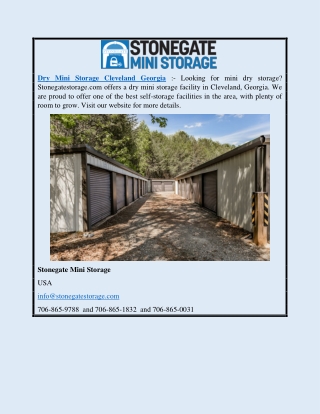 Dry Mini Storage Cleveland Georgia | Stonegatestorage.com