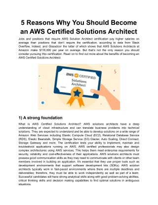 5 Reasons Why You Should Become an AWS Certified Solutions Architect