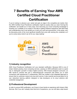 7 Benefits of Earning Your AWS Certified Cloud Practitioner Certification