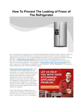 How To Prevent The Leaking of Freon of The Refrigerator