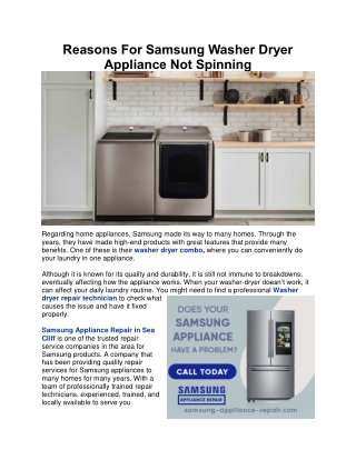 Reasons For Samsung Washer Dryer Appliance Not Spinning