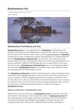 Ranthambore National Park A must-visit in Rajasthan