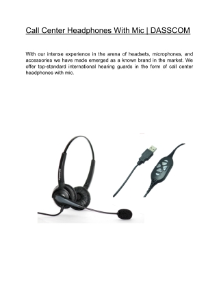 Call Center Headphones With Mic  | DASSCOM