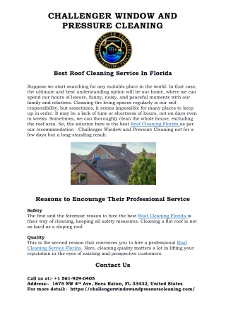 Best Roof Cleaning Service in Florida.