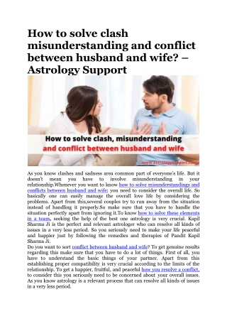 How to solve clash misunderstanding and conflict between husband and wife – Astrology Support