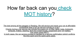 How far back can you check MOT history_