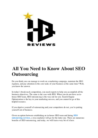 All You Need to Know About SEO Outsourcing