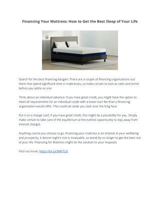 Financing Your Mattress: How to Get the Best Sleep of Your Life