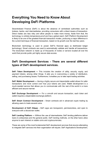 Everything You Need to Know About Developing DeFi Platforms