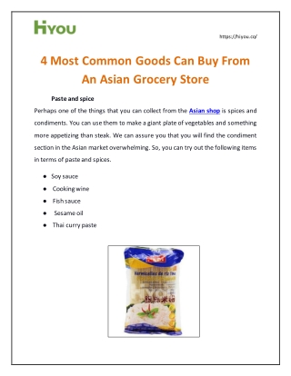 4 Most Common Goods Can Buy From An Asian Grocery Store