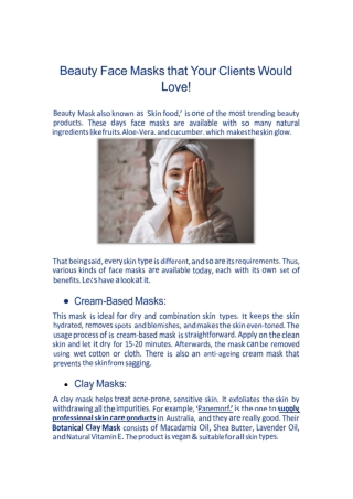 Beauty Face Masks that Your Clients Would Love!