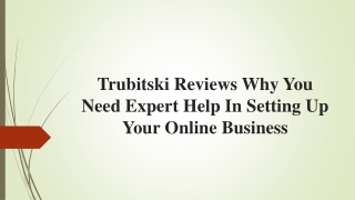 Trubitski Reviews Why You Need Expert Help In Setting Up Your Online Business