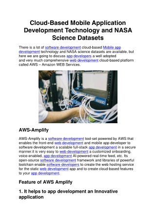 Cloud Based Mobile Application Development Technology and NASA Science Datasets