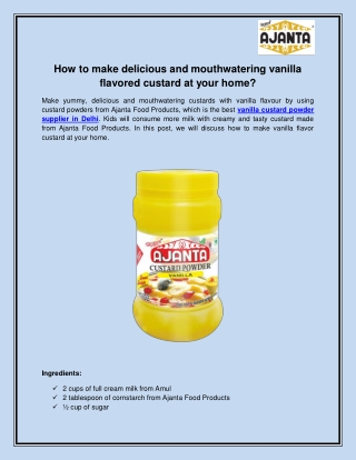Supplier of custard powder in India