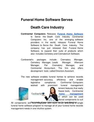 Funeral Home Software - Mac Funeral Software Products