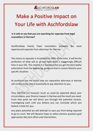 Make a Positive Impact on Your Life with Aschfordslaw