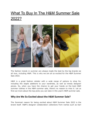 What To Buy In The H&M Summer Sale 2022 - The Chic Pick