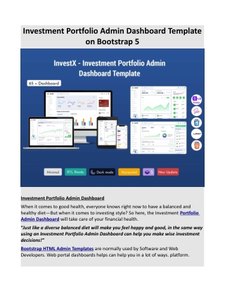 Investment Portfolio Admin Dashboard Template on Bootstrap 5 - PDF