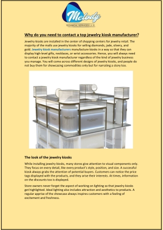 Why do you need to contact a top jewelry kiosk manufacturer