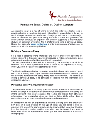 Persuasive Essay Definition, Outline, Compare
