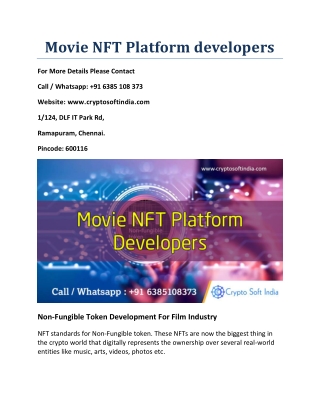 Movie NFT Platform developers