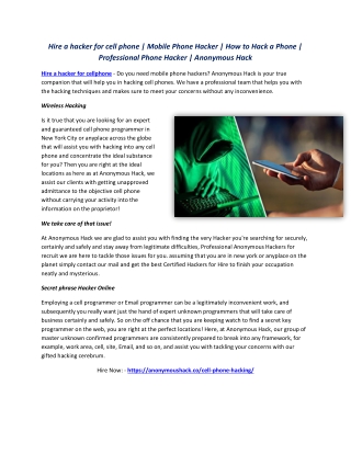 Hire a hacker for cell phone | Mobile Phone Hacker | How to Hack a Phone | Profe