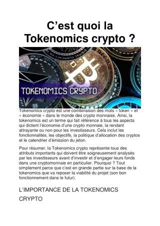 La Tokenomics crypto : Guide et astuce complète
