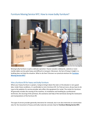 Furniture Moving Service NYC
