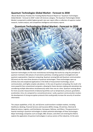 Quantum Technologies Global Market - Forecast to 2030