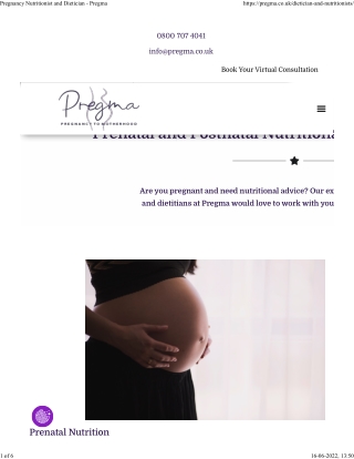 Contact Pregnancy Nutritionist and Dietician Online at Pregma