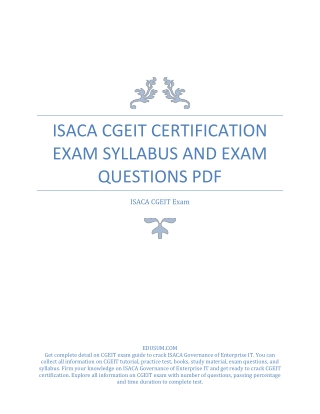 ISACA CGEIT Certification Exam Syllabus and Exam Questions PDF